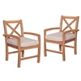 thumbnail image 2 of Walker Edison Delray Classic Acacia Wood X Back Patio Chairs with Cushions Set of 2 Brown, 2 of 2
