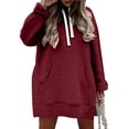 thumbnail image 5 of Ahdbta Oversized Sweatshirt Dresses for Women Fall Winter Hooded Pullover Casual Long Sleeve Split Hem Hoodie Dress with Pocket, 5 of 8