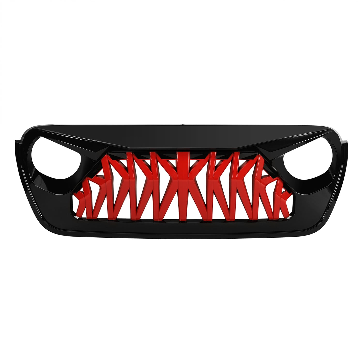 AMERICAN MODIFIED Glossy Black & Red Front Shark Grille for 2018+ Jeep Wrangler JL Gladiator JT