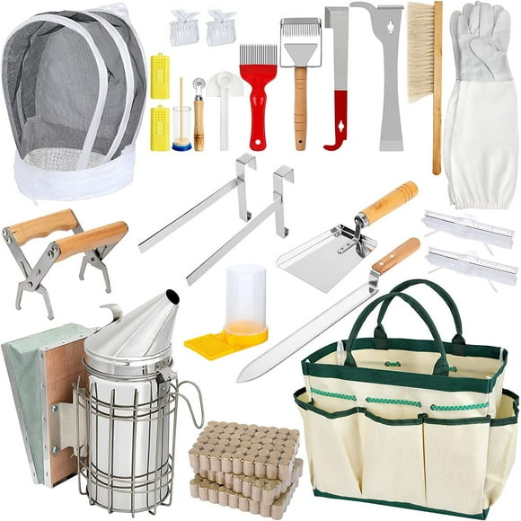 26PCS Bee Keeping Starter Kit Beekeeping Supplies, Bee Keeping Supplies-All Beekeeping Tools Bee Supplies and Equipment, Honey Bee Hive Tools Bee Smoker Kit for Beginners and Professionals