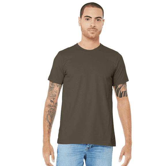 Bella Canvas Jersey T-Shirt Single Pack, Men's Crewneck Short Sleeves Army Tee, S