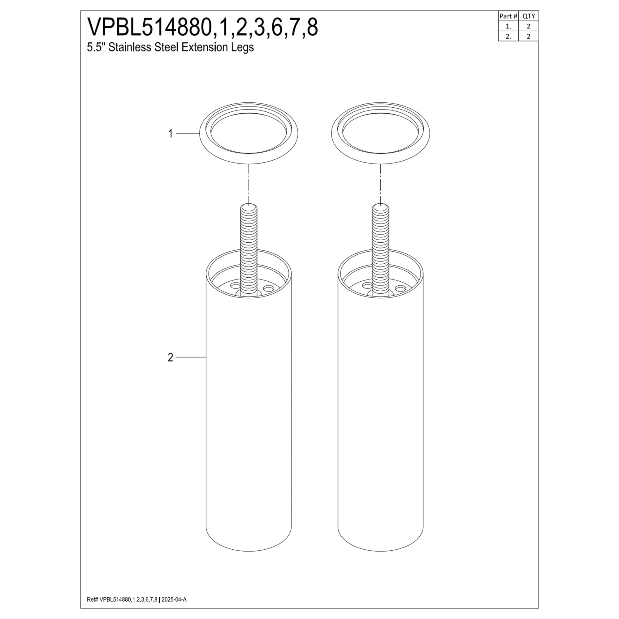 Kingston Brass VPBL514883 Imperial Extension Leg in Antique Brass