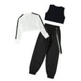 thumbnail image 4 of Yruioon Kids Girls Mesh Crop Top with Letters Printed Vest and Elastic Pants for Gym Dance Sports Ivory&Black 12, 4 of 7