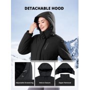 CAMEL Women's Ski Jackets Waterproof Fleece Jakcet Warm Hooded Windproof Winter Snow Outerwear Coats Black