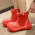 thumbnail image 2 of REDARER Girls Ankle Rain Boots - Lightweight Waterproof for Teen Outdoor, Comfortable All-Season Shoes with Thick Sole - Rain Boots Kids,Color:Red Size:15-16 Years, 2 of 4