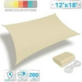 thumbnail image 2 of Paradise 12' X 18' Ft 260 GSM Waterproof Sun Shade Sail-Beige Rectangle UV Block  Awning Canopy Outdoor Garden Backyard, 2 of 2