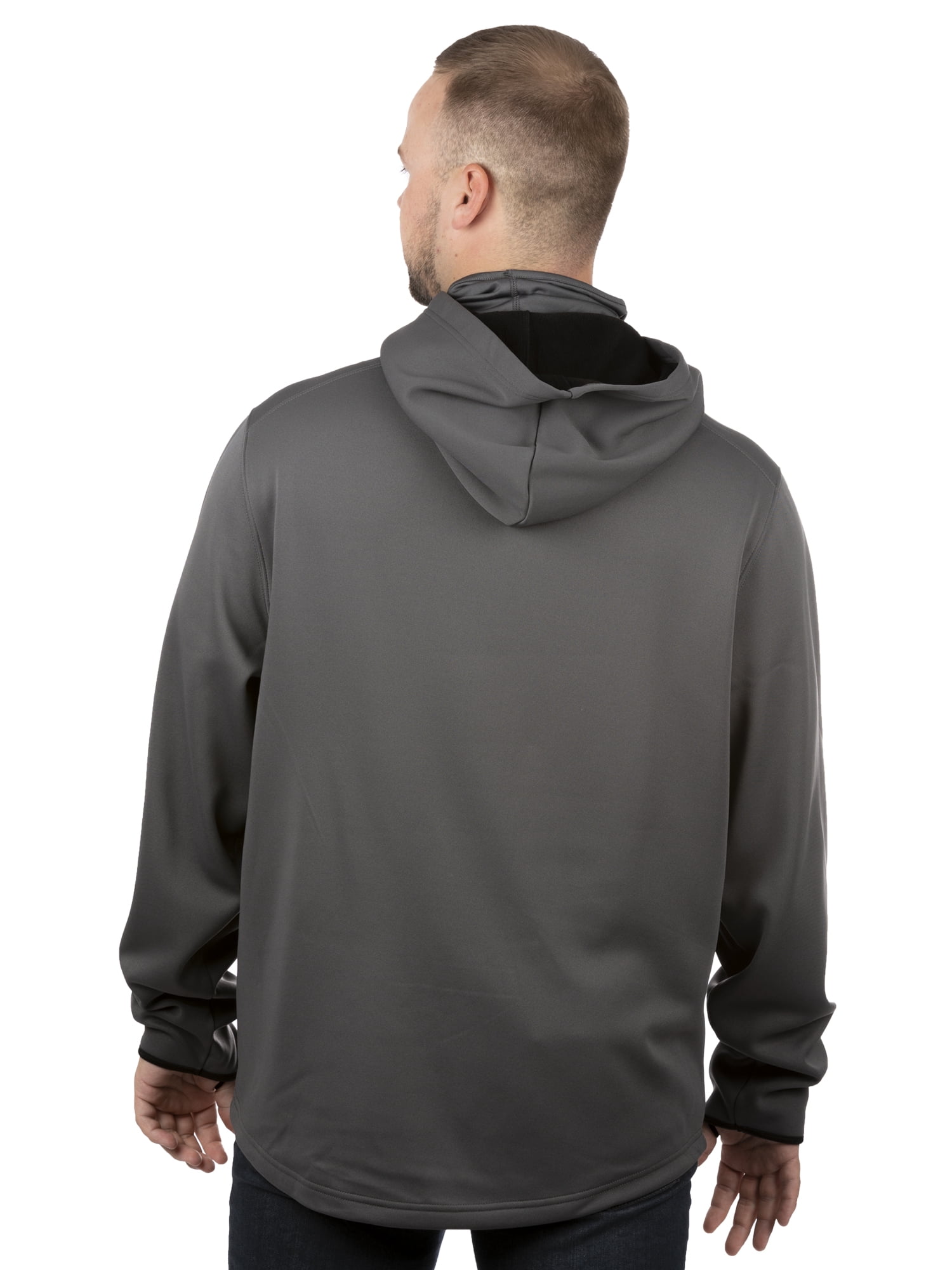 Mossy Oak Men's Charcoal Pullover Tech Hoodie with Neck Gaiter, Up to 2XL