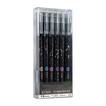 12Pcs Erasable Gel Pen Cartoon Gel Inks Pen 0.5mm Needle Tip Blue/Black Ink Refillable Gel Ink Pen