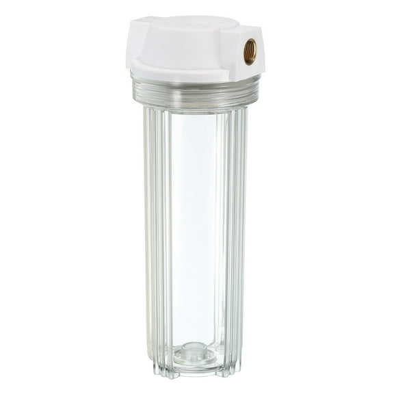 Uxcell Water Filter Housing 10" Whole House Filtration System 1/2 Inch Inlet/Outlet Gold Port for Kitchen Clear