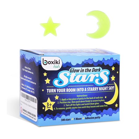 Boxiki Kids Pack of 300 Glowing Stars & Moon | Fluorescent Ceiling Stars