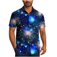 thumbnail image 2 of PNTUTB Fashionable Men's Firework Print Collared Button Down Casual Loose Comfort Short Sleeve Blouse, 2 of 6