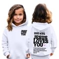thumbnail image 2 of Xyxonk Cute Hoodies for Kids Fall Winter Trendy Hoodies 2025 Preppy Letter Print Long Sleeves Shirt Pullover with Pocket Cute Clothing 3-16 Years White, 2 of 7