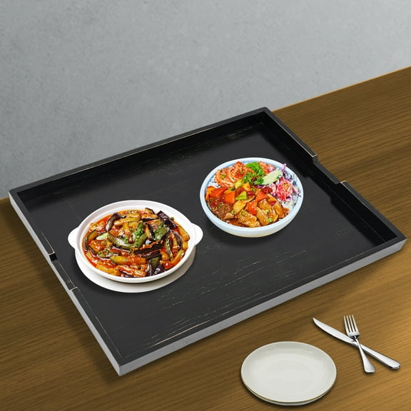 Stove Top Covers for Electric/Gas Stove Top, Noodle Boards for Electric Stove Top Large Serving Tray Stove Top Cutting Board 29.5" x 22" Wood Stove Covers for Gas Stove Top (Black)