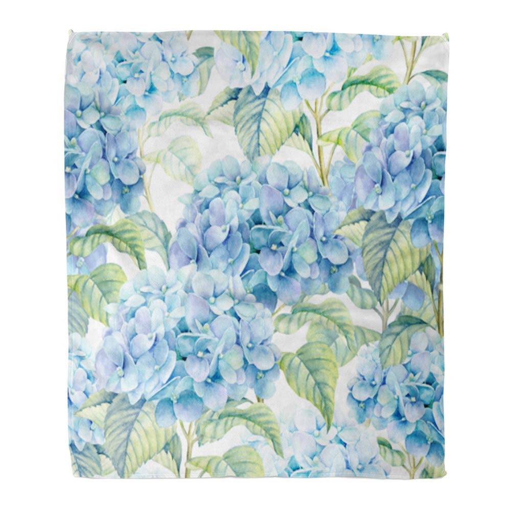 SIDONKU Throw Blanket Warm Cozy Print Flannel Pattern Hydrangea