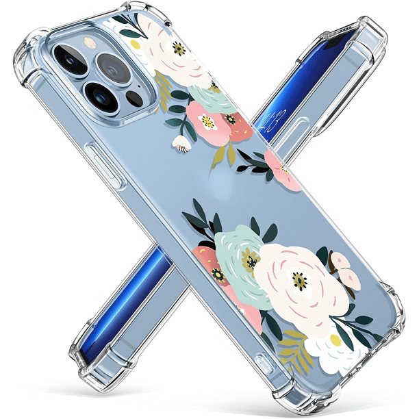 GVIEWIN iPhone 11 Case,Clear Flower Design Soft&Flexible TPU Ultra-Thin Shockproof Transparent Bumper Protective Floral Cover Case for iPhone 11 6.1 inch 2019 Windflower/White