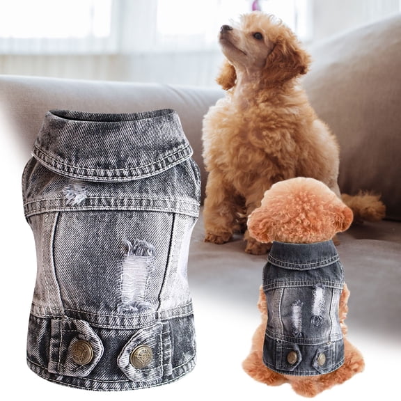 Denim Vest Jacket T-Shirt For Small Dogs, Soft Comfortable Dog Clothes With Lapel Design, Button Closure, Lightweight Washable Pet Apparel, 6 Sizes (Xs-Xxl) For Puppy Cat Everyday