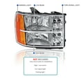 thumbnail image 3 of Spec-D Tuning Chrome Headlights Amber Compatible with 2007-2013 GMC Sierra 1500, 2007-2014 GMC Sierra Denali, 2009-2013 GMC Sierra Hybrid, L+R Pair Head Light Lamp Assembly, 3 of 6