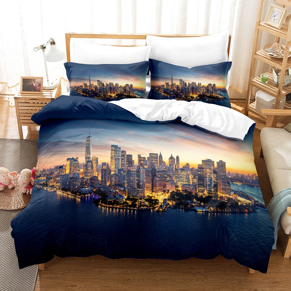 Beach Woods Scenery Quilt Duvet Cover Sets Twin Size 3Piece 3D Printed