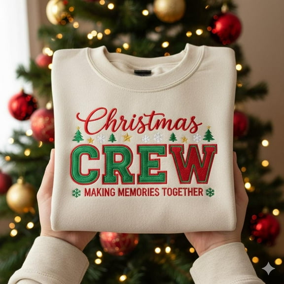 EMBROIDERED Christmas Crew Sweatshirt, Family Matching Holiday Shirt, Making Memories Together, Xmas Matching Sweaters, Family Christmas Tee