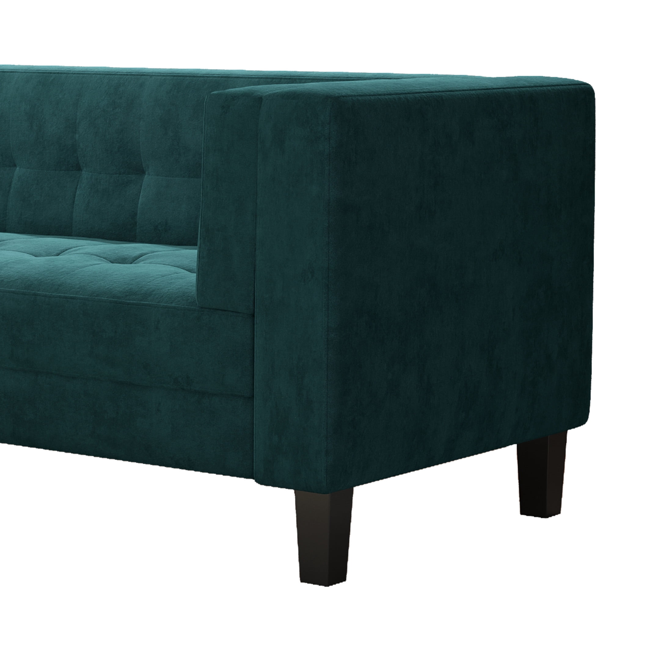 Velvet Upholstered 3-Seater Sofa with Removable Cushions, Green