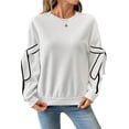 thumbnail image 2 of Women's Bow Oversized Sweatshirt Y2k Crew Neck Long Sleeve Pullover Tops L, 2 of 7