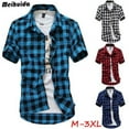 thumbnail image 2 of PENGXIANG Hommes d'Été Bouton Bas Fit Manches Courtes Coton Chemises Décontractées à Poitrine Unique Tops, 2 of 6