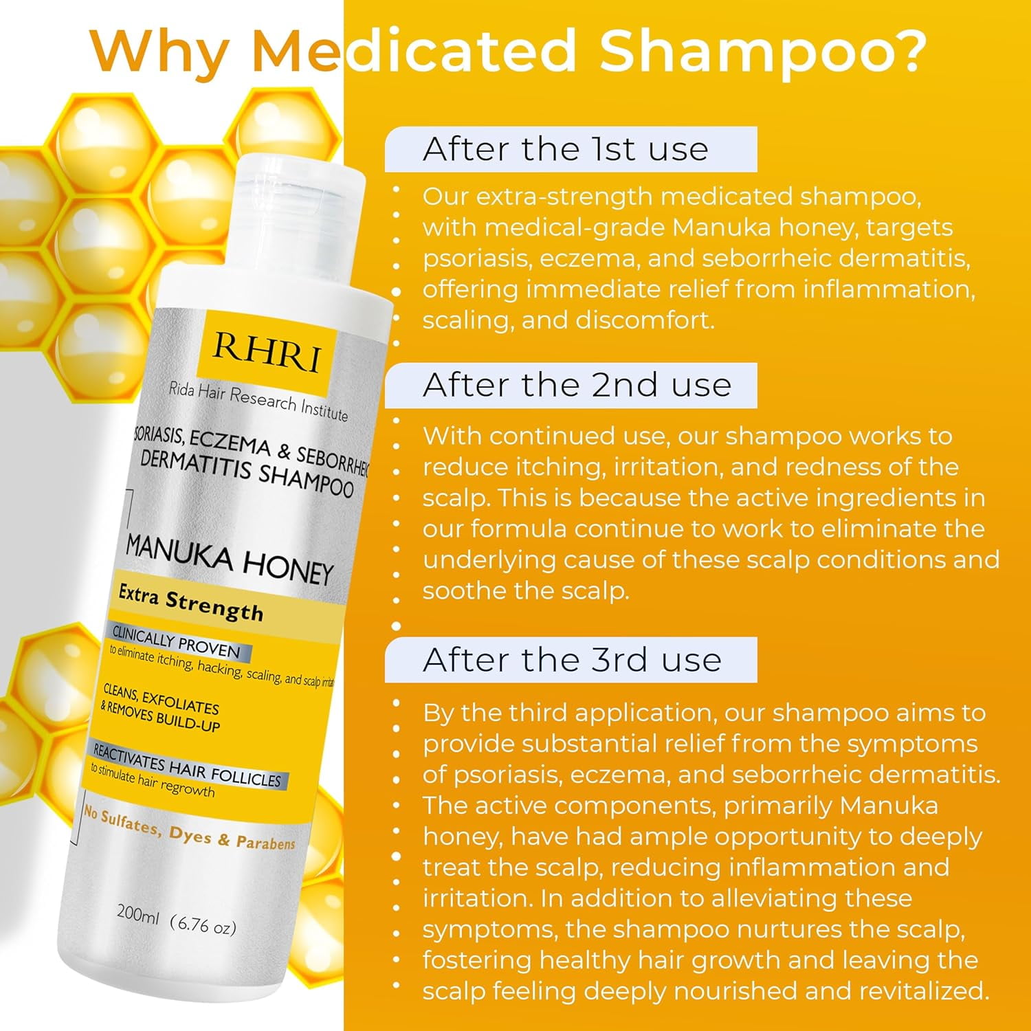 Psoriasis Shampoo with Manuka Honey | Best Itchy Scalp Treatment for Eczema