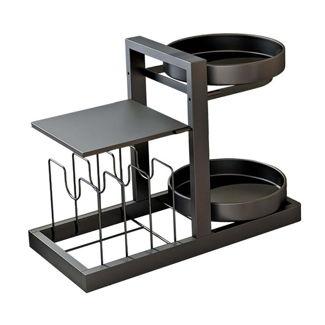 Especiero de 2 niveles, organizador de cocina para almacenar condimentos, versátil soporte para botellas de especias y condimentos para el comedor del