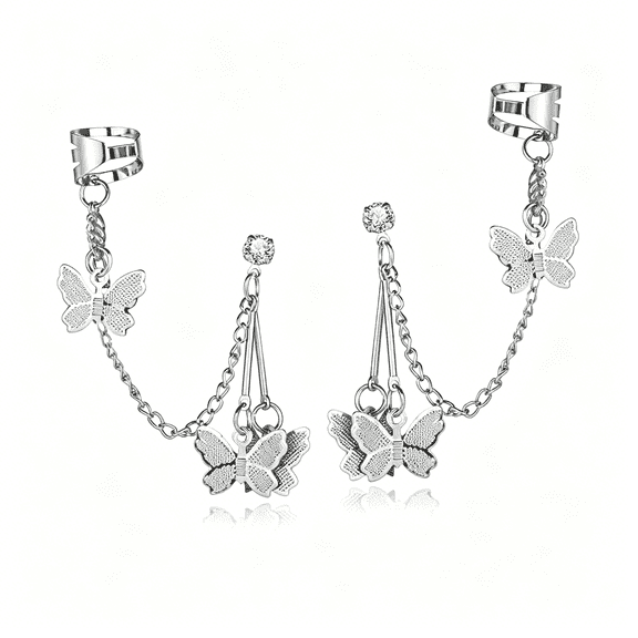 DESIGNICE 1 Pair Silver Statement Drop Earrings for Women, Chain Duster Earrings for Music Festival