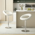thumbnail image 2 of Gymax Ensemble de 2 Tabourets de Bar Réglables en Cuir PU Tabourets de Bar Pivotants Chaises de Pub Blanches, 2 of 8