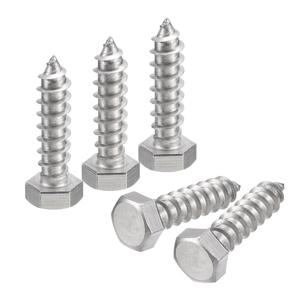 Tornillos de anclaje hexagonales Uxcell, 3/8" x 1-1/2" Acero inoxidable 304, tornillos de madera de rosca parcial, paquete de 15
