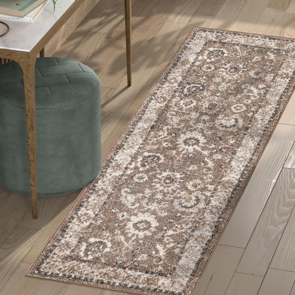 Unique Loom Penrose Collection Area Rug - Krystle (2' 2" x 6' 1" Runner Beige Brown/Ivory)