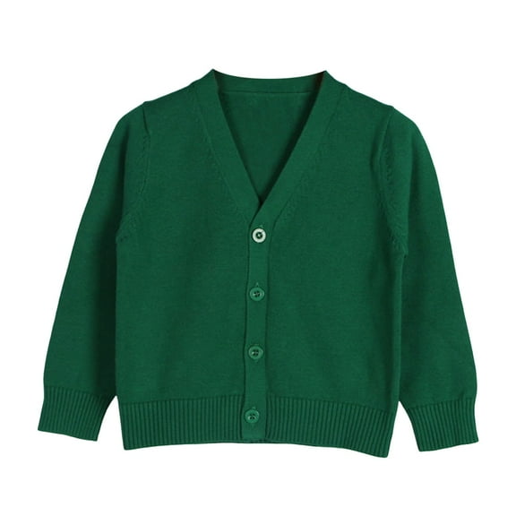 Gibobby Girls Cardigan Sweater Uniforms Button Long Sleeve Knit Tops,Green,90