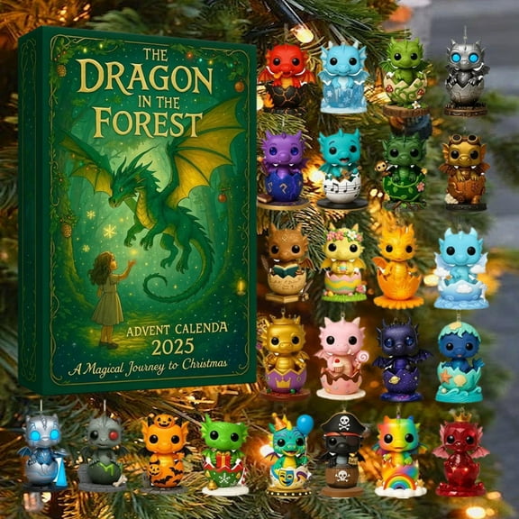 FYHALE Dragon Advent Calendar 2025, 24 Days * the Dragon in the Forest Advent Calendars, Funny 2025 Dragon Advent Calendar, Unique Dragon Pendants Christmas Decor