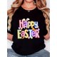 thumbnail image 1 of Camiseta De Verano Para Mujer, Elegante Camiseta Con Cuello Redondo Para Viajar, Acampar, Uso DiarioWomen's Retro Easter T-Shirt - "Happy Bunny Ears" Print, Casual Comfort Fit, Round Neck Short Slee, 1 of 6