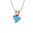 thumbnail image 2 of 0.5 ct Brilliant Heart Cut Solitaire Turquoise 14k Rose hypoallergenic Solid gold Designer Everyday Affordable Dainty Necklace Pendant with 18" Chain, 2 of 6
