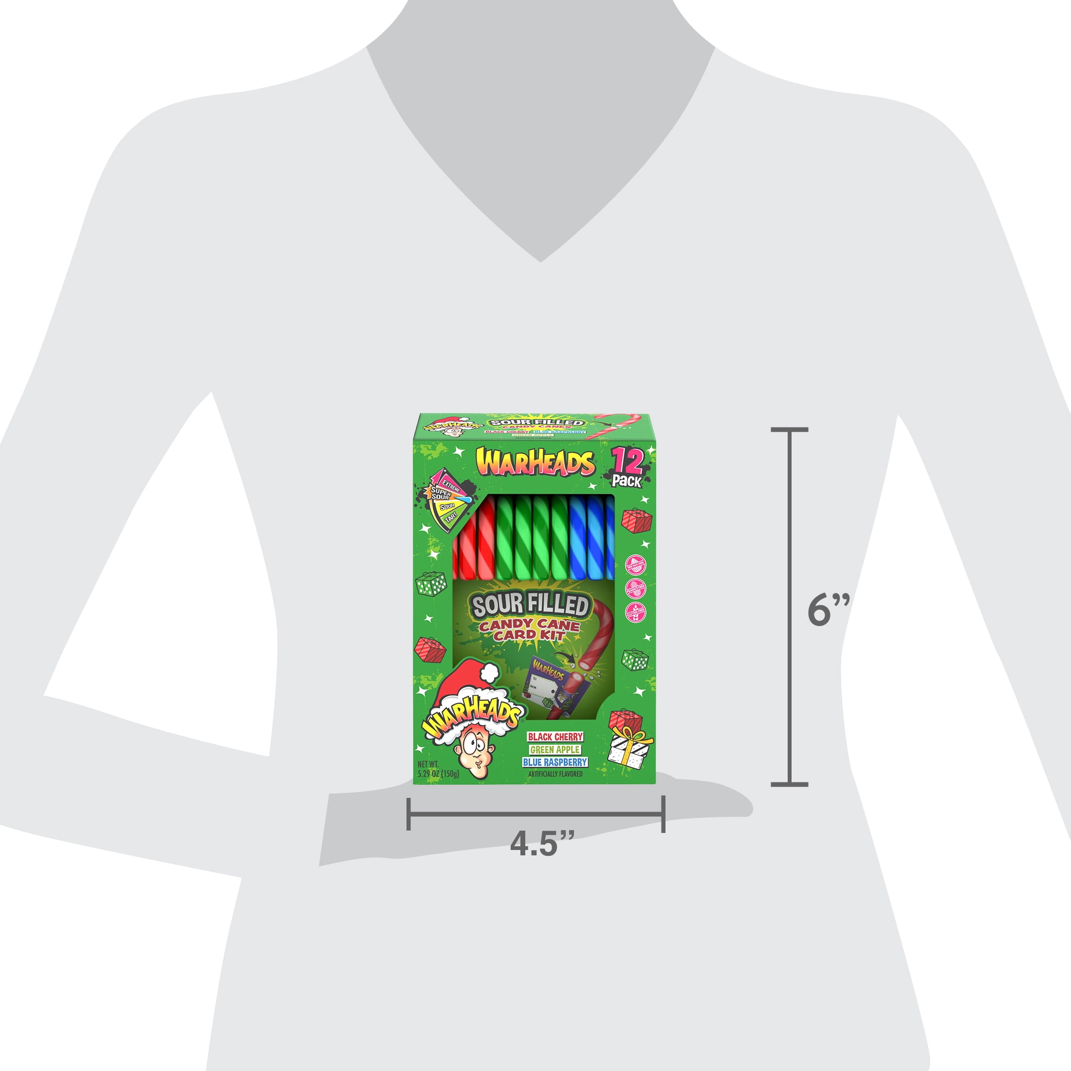 (2 pack) Flix Candy Warheads Sour Christmas Candy Canes, Peanut & Gluten-Free, 12 Variety Pack