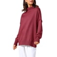 thumbnail image 4 of SUÉTER PULLOVER CHIC PARA MUJERES DE MANGA LARGA CON CUELLO ALTO SUELTO Y OVERSIZED, TOPS CASUAL 2025 L ROJO VINO, 4 of 6