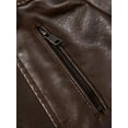 thumbnail image 4 of Warm Fleece Classic Design PU Bomber Jacket, Men's Casual Zip Up Lapel Faux Leather Jacket For Fall Winter, 4 of 5