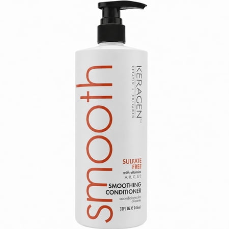 KERAGEN - Smoothing Conditioner with Keratin and Collagen for All Hair Types, Sulfate Free, 32 Oz - Moisturizes, Strengthens, Protects Color and Repair - Panthenol, Vitamins, and Jojoba Oil