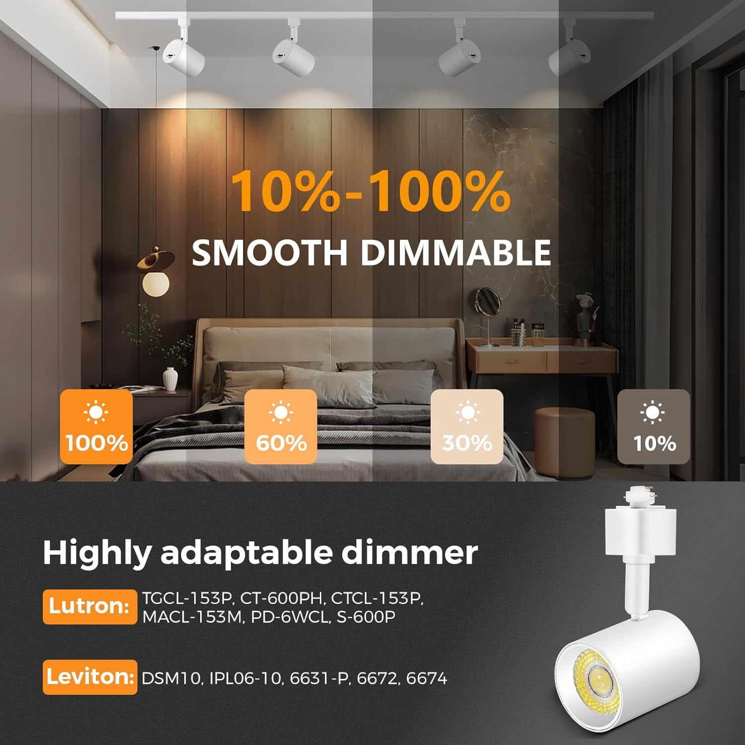 VANoopee 5-Color 6-Light LED Track Lighting Kit with 6.6FT H Type Track Lighting Rail, LED Track Light Heads Dimmable Modern Kitchen Track Lighting Fixtures Ceiling Spotlight, CRI90+ 10W 800lm White