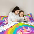thumbnail image 5 of Manfei Rainbow Unicorn 3 Pieces Queen Comforter Set,Galaxy Stars Ultra Soft Bedding Sets,Monogrammed Letter Bedding Comforter Set,Lightweight Girls Bedroom Decor,Reversible, 5 of 8
