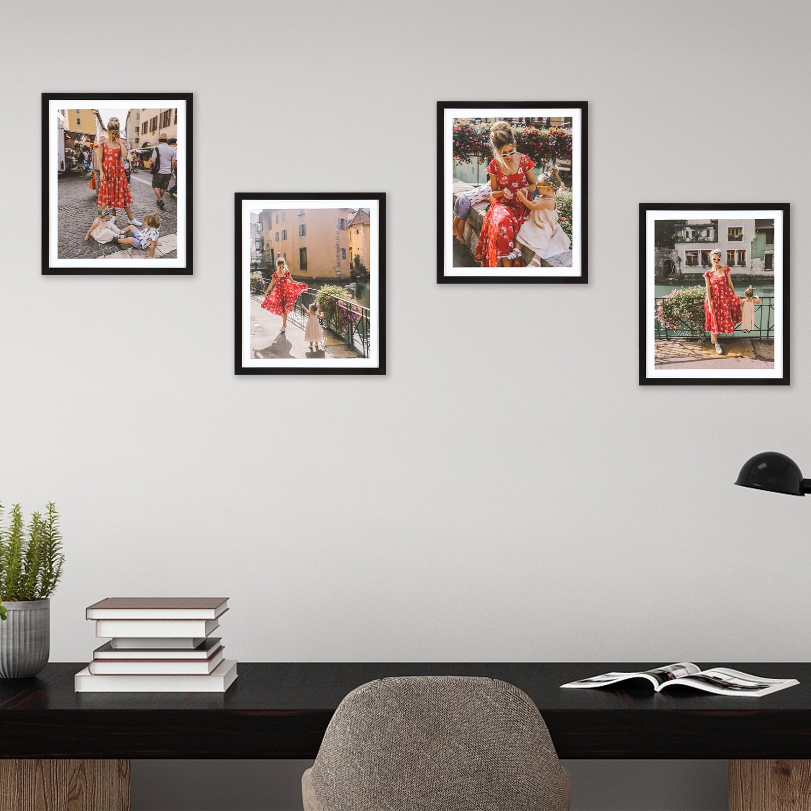 10 Pack 8x10 Picture Frames Set with Mat , Black 9 by 11 photo Frames for Wall Hanging and Desktop Display