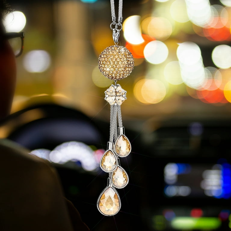 OTOSTAR Bling Crystal Ball and Drops Car Hanging Accessories, Car