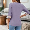 thumbnail image 2 of Lmnyox Fashion 3/4 Sleeve Shirts for Women Lace V Neck Fashion Casual Tunic Tops Dressy Loose Blouses Clothes, 2 of 9