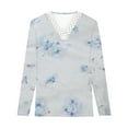 thumbnail image 5 of ICHUANYI Clearance Casual Women's V Neck Summer Sexy Gradient Print Regular Women's Long Sleeve Top(Blue, XL) ICHUANYI WER2023081108168, 5 of 5