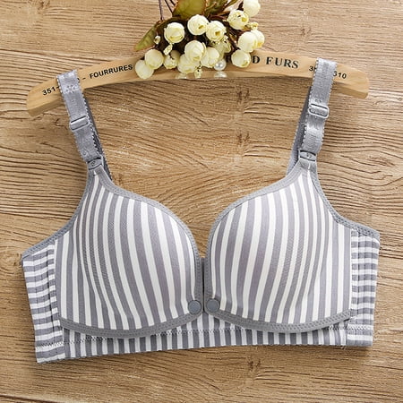 

SELONE Nursing Bras for Breastfeeding No Underwire Front Closure Clip Zip Front Snap Maternity Front Hook Close Breathable Stripe Print Stripe Print D Breast Feeding Without Steel Ring Gray 80B