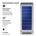 thumbnail image 2 of Zephyr Brisas Refrigerador de bebidas delgado de 15 pulgadas de una sola zona debajo del mostrador - Mini refrigerador estrecho para vino y bebidas Gabinete pequeño Refrigerador de vino Barra para el, 2 of 5
