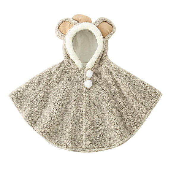 Tao Tao Baby Boys Girl Wear Wool Hoodie Cape Poncho Coat Spring Autumn Winter Car Seat Jacket Outwear Cute Cloak Jacket Gray Free Size