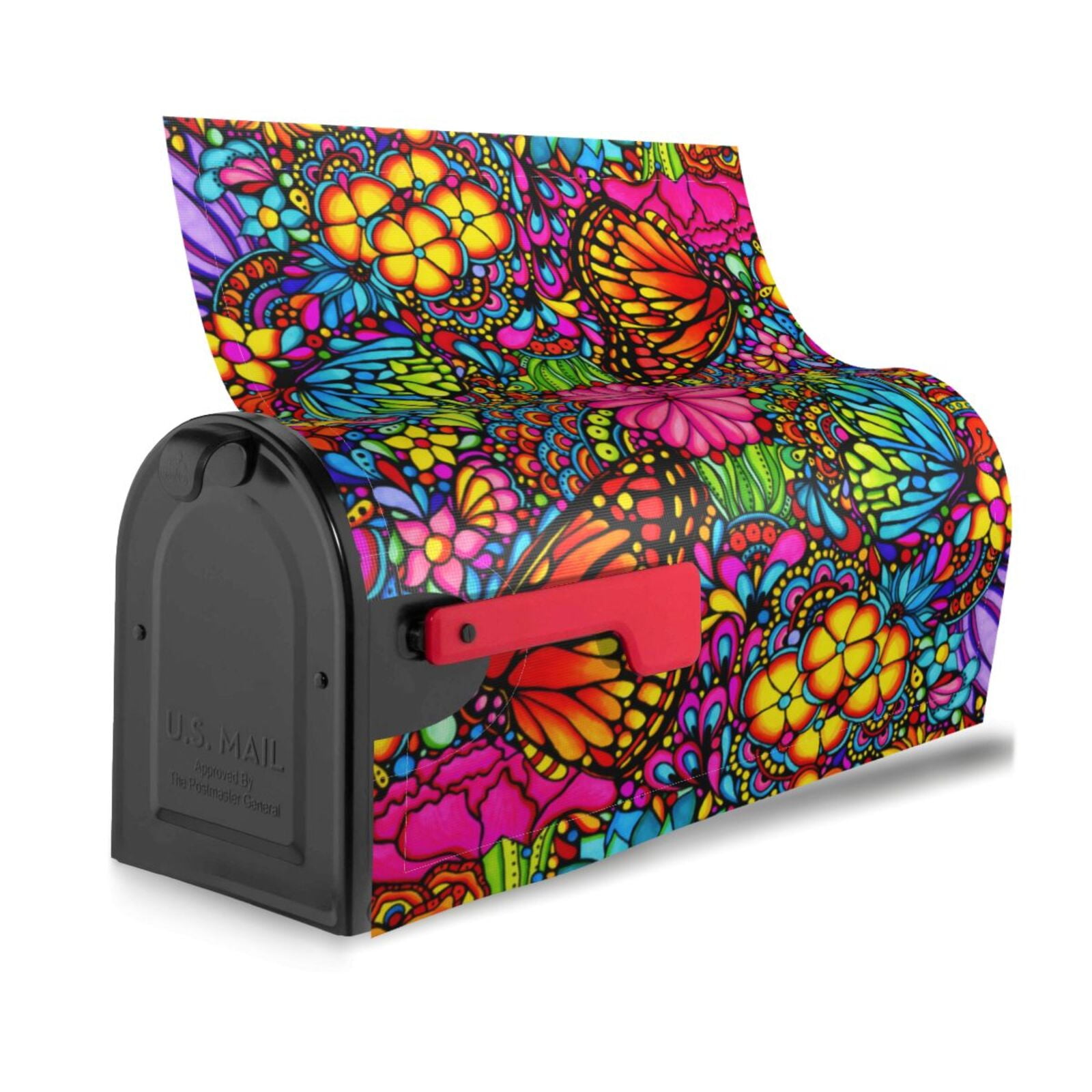 Logiee Butterfly Garden Print Post Letter Box Wrap Decor, Mailbox Cover Suitable for Standard Mailbox and Large Size Mailbox,Outdoor Yard Decoration-25.5x21 in